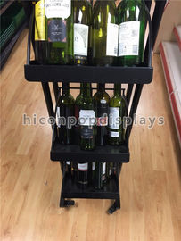 China Color móvil del negro del soporte de exhibición del refresco/del vino de 3 estantes con 4 echadores proveedor
