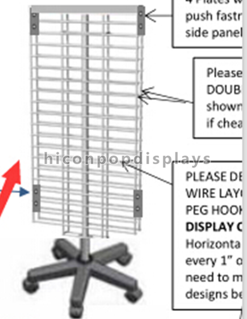Estantes de exhibición de la rejilla del alambre de metal, solando la estantería echada a un lado doble del soporte de exhibición