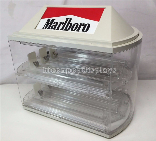Vitrina de acrílico 2 pulidos transparentes del cigarrillo de Marlboro del vintage - acodado