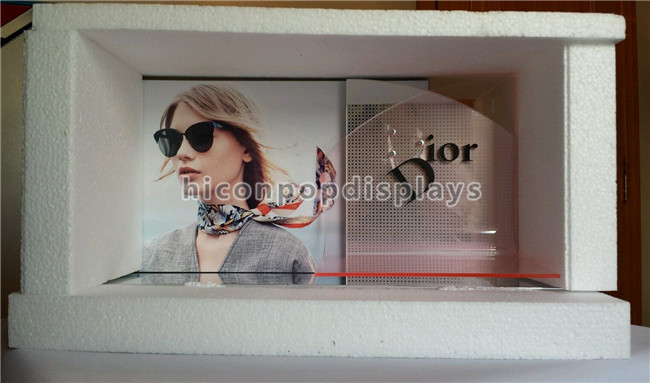 Bandeja de acero de la exhibición de Sunglass de comercialización de las gafas del espejo de acrílico al por menor de las exhibiciones