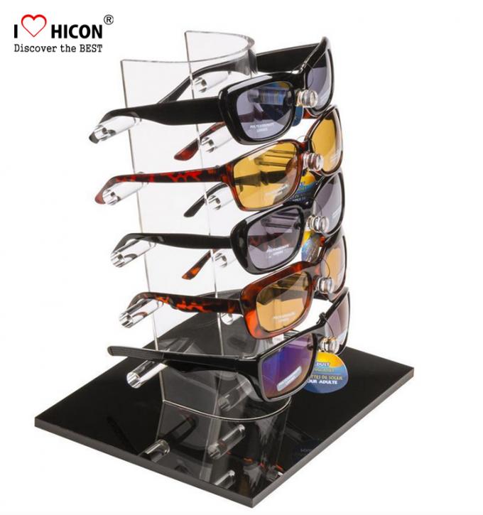 Estante de exhibición de acrílico tablero de las gafas para la tienda de la marca 5 pares de la promoción de las gafas de sol