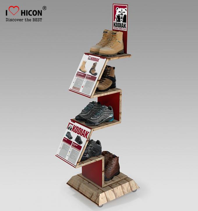 Cómodo inspire los estantes de exhibición de madera de la zapatilla de deporte de los estantes de exhibición de la zapatería