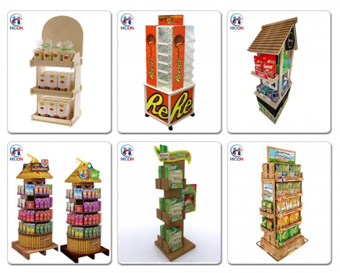 La exhibición de madera atormenta soportes de exhibición dulces giratorios de la tienda del área del bocado