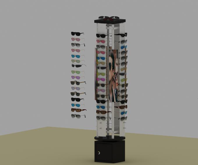 Vitrina negra con la iluminación llevada, estante de las gafas de sol del metal de exhibición de Sunglass