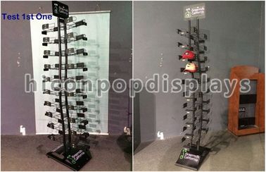 China Los estantes de exhibición negros de encargo del metal liberan el estilo derecho para las tiendas del casquillo proveedor