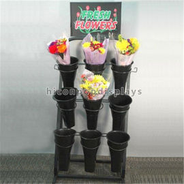 China Exhibiciones de mercancía negras de la venta al por menor del estante de exhibición del metal para la flor/las plantas proveedor