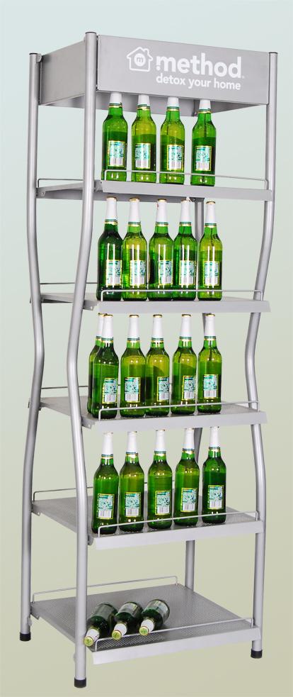 Estantes del estante de exhibición de la botella de cerveza del metal del suelo 4 para los productos de las bebidas