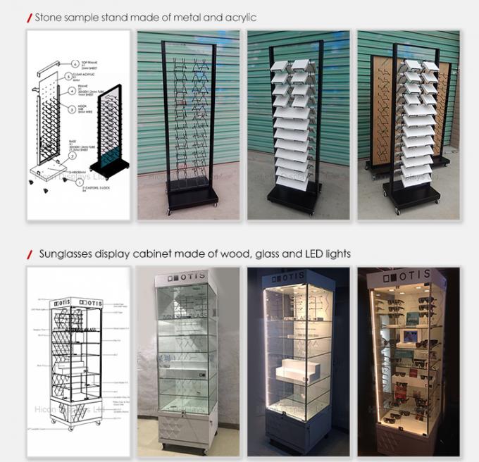 Estante de exhibición del top de contador personalizado, estante de exhibición de los vidrios del metal de la tienda de las gafas