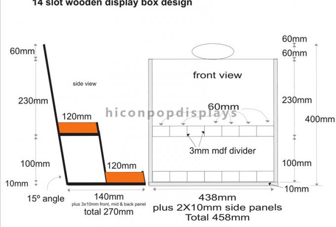 Caja de presentación de madera modificada para requisitos particulares de la encimera del logotipo 458 * 270 * 400m m para la tienda al por menor