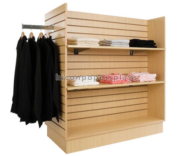 Muebles de la tienda de ropa 4 exhibiciones libres de madera de Slatwall de la ejecución de la ropa de la manera