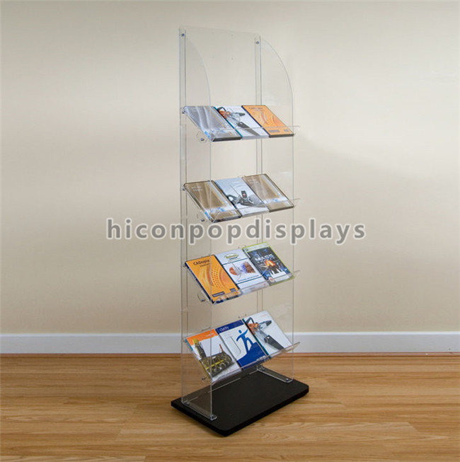 Los accesorios de la tienda al por menor del libro despejan el soporte de exhibición de acrílico de piso con la pantalla del Lcd