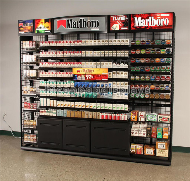 Los estantes de exhibición de encargo del metal de la tienda al por menor estañaron el estante de exhibición del tabaco del vintage