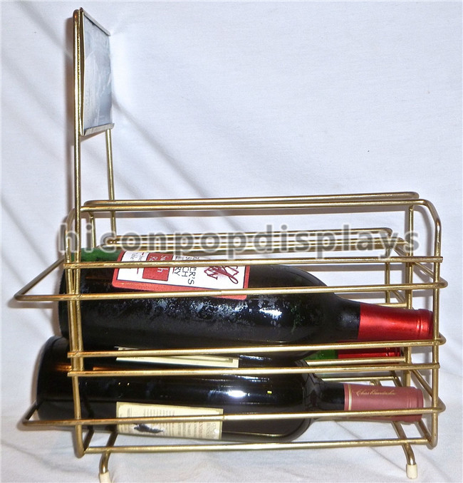 Color de oro acabado exhibición comercial del estante del vino del alambre de la encimera de la ginebra de la tienda del licor