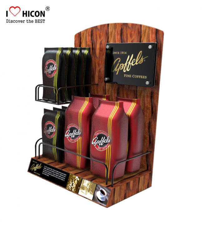 Los clientes del señuelo contradicen la encimera al por menor promocional de la exhibición de la comida del bolso de café de los estantes de exhibición