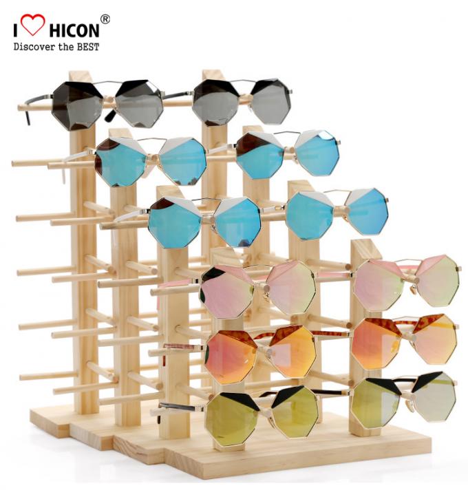 Equipo de madera de la publicidad de la encimera del soporte de exhibición de las gafas de sol de los clientes asombrosos