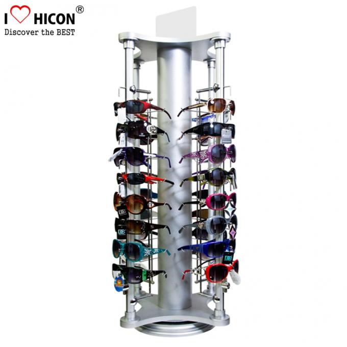 Rotación del estante de exhibición de la lente del metal de la tienda al por menor 4-Way de las gafas de sol de la encimera