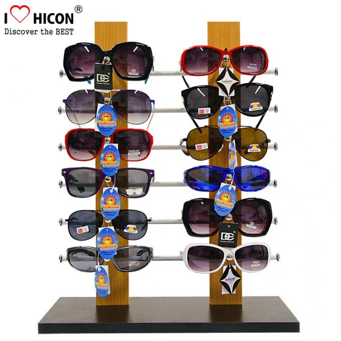 12 pares de Sunglass de la mesa de madera de la exhibición, diseño simple de encargo del estante de exhibición de las gafas